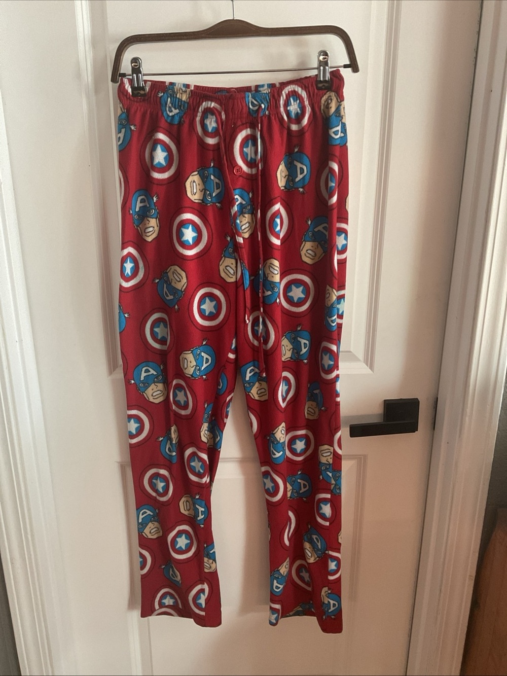 Marvel Comics - Red Captain America Pajama Bottoms with Blue Accents - Men’s Med